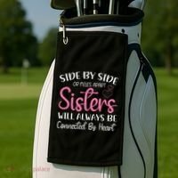 Side By Side Or Miles Apart Sisters Will Always Be Connected Gift Golf Towel thumb 2