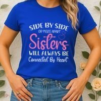 Side By Side Or Miles Apart Sisters Will Always Be Connected Gift Women's T-Shirt thumb 2