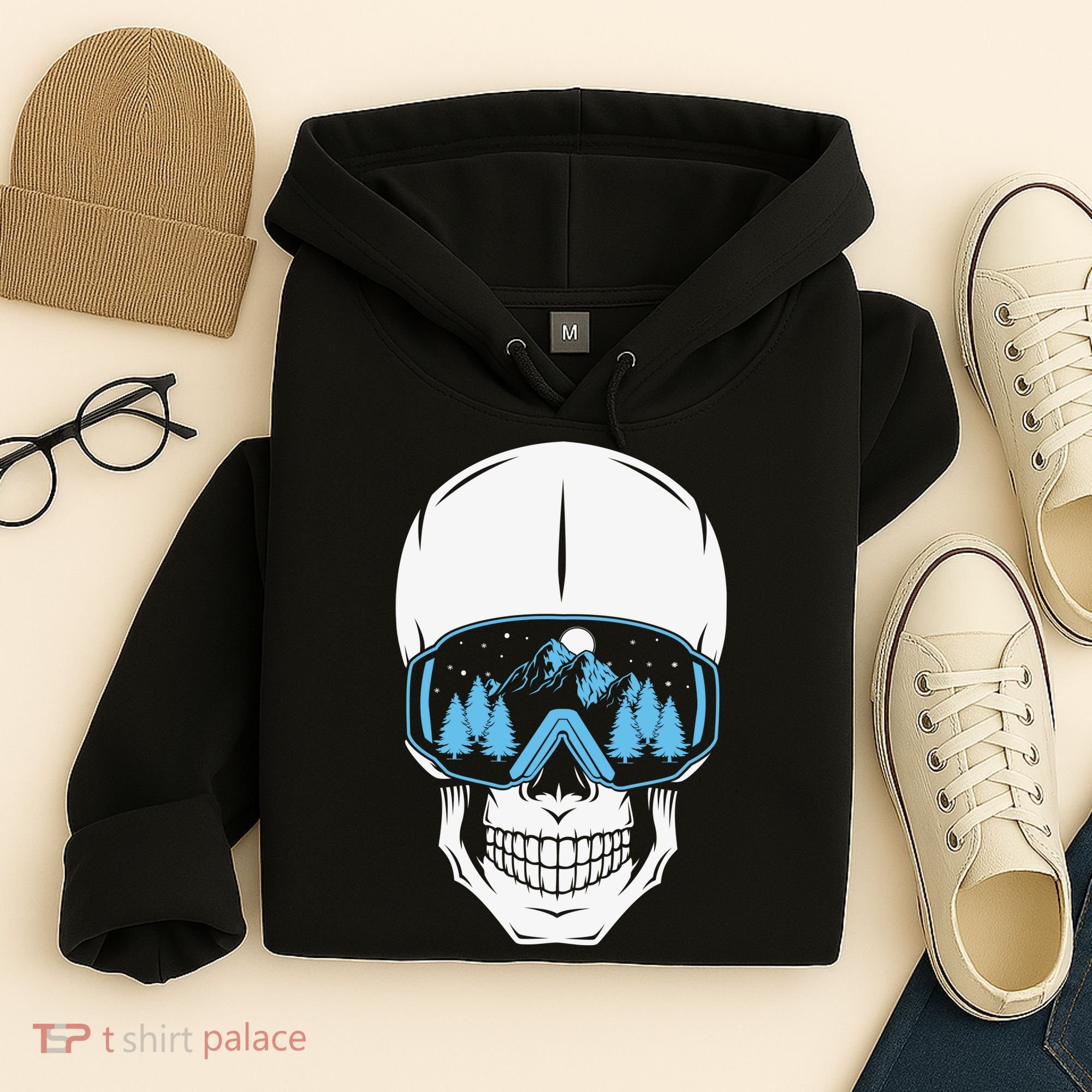 Ski Boarding Skull Hoodie
