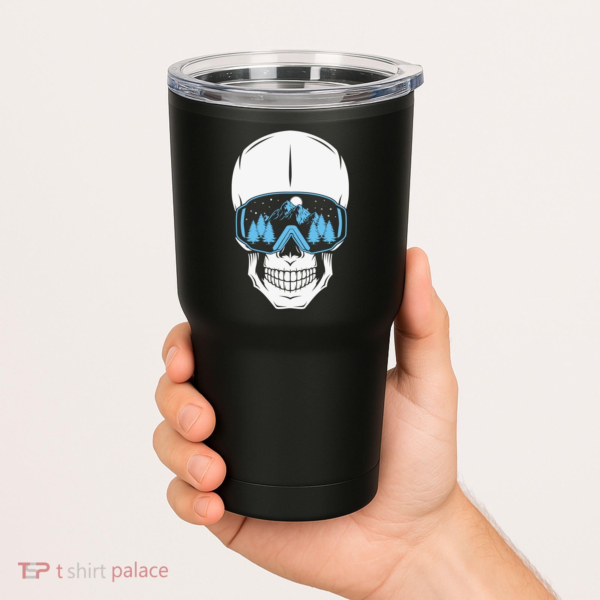 Ski Boarding Skull Tumbler