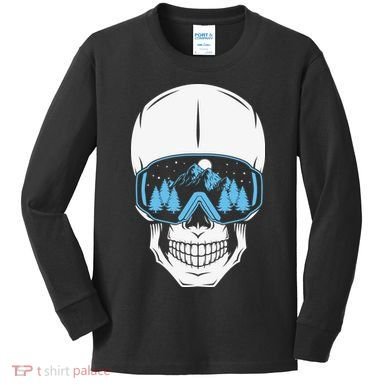 Ski Boarding Skull Kids Long Sleeve Shirt