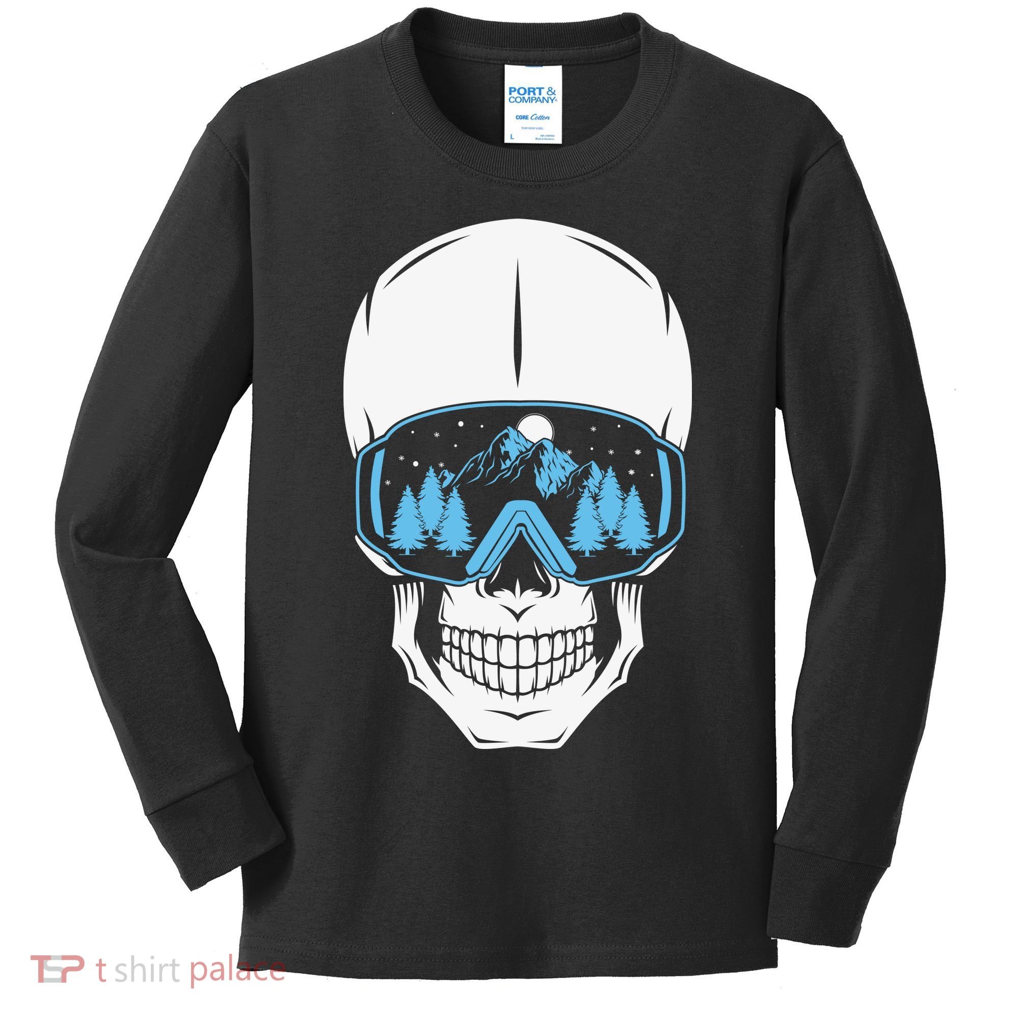 Ski Boarding Skull Kids Long Sleeve Shirt