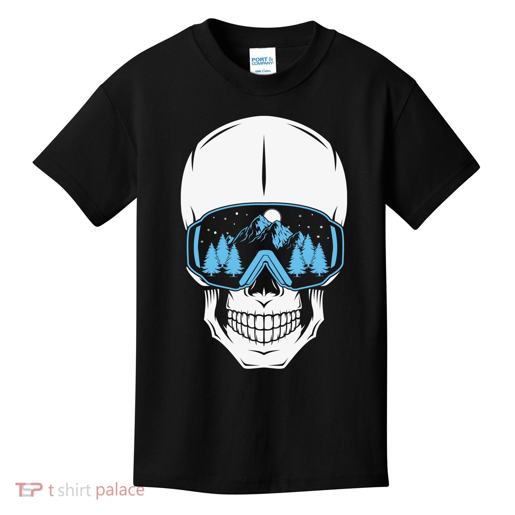 Ski Boarding Skull Kids T-Shirt