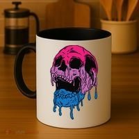 Subtle Bisexual Skull Bi Pride Flag Bisexuality Coffee Mug thumb 4