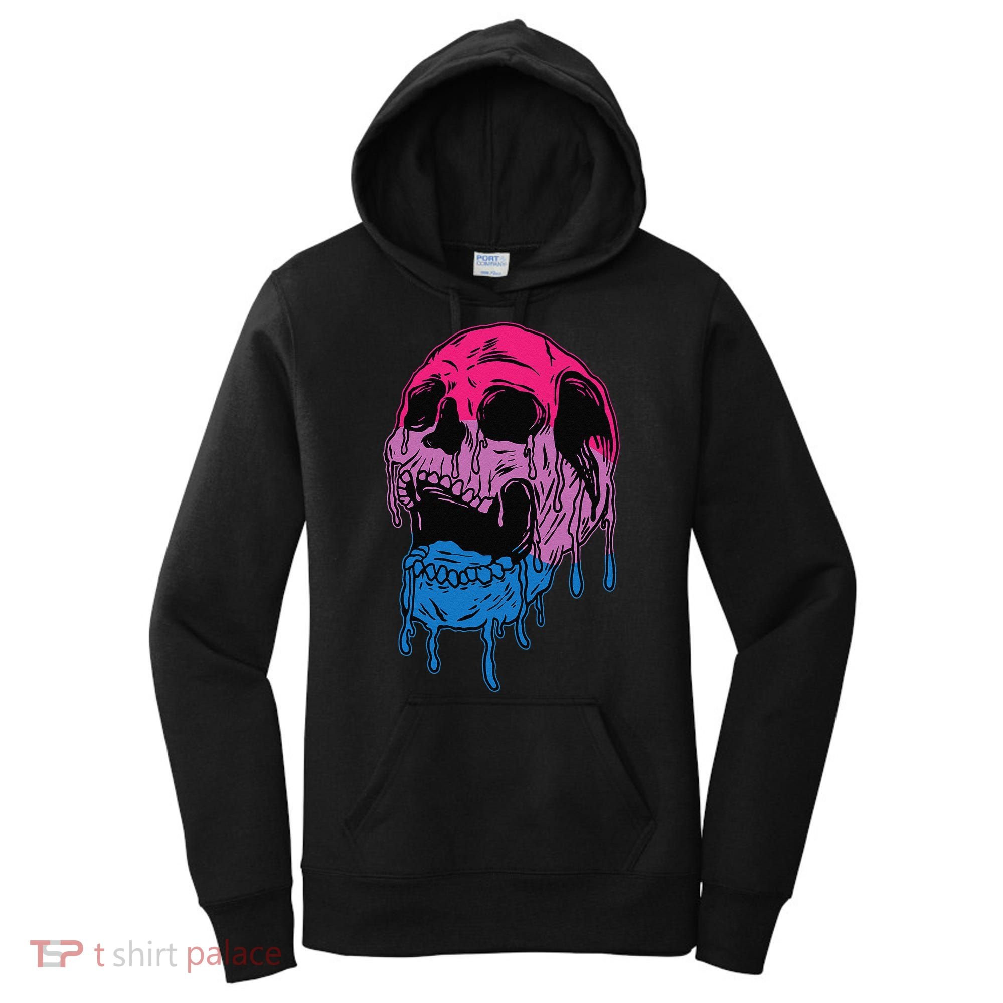 Subtle Bisexual Skull Bi Pride Flag Bisexuality Women's Hoodie