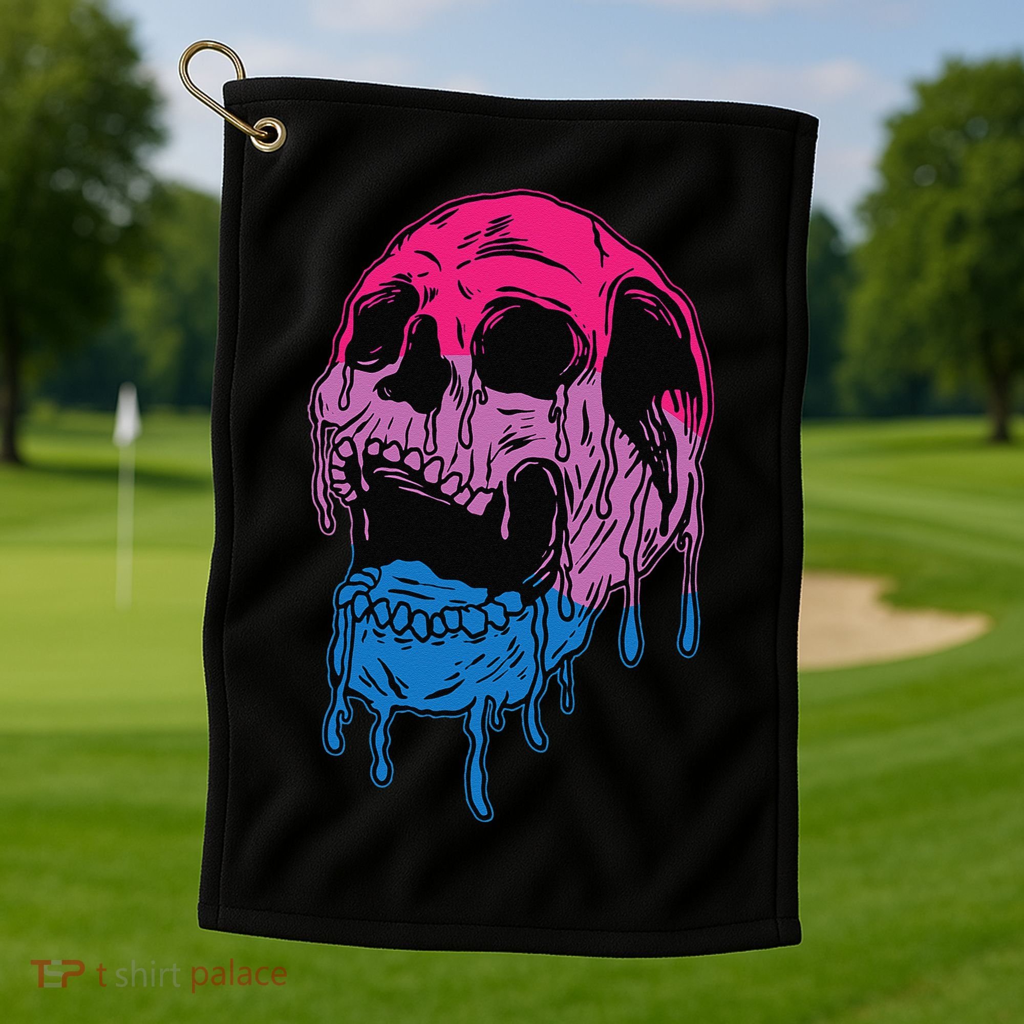 Subtle Bisexual Skull Bi Pride Flag Bisexuality Golf Towel