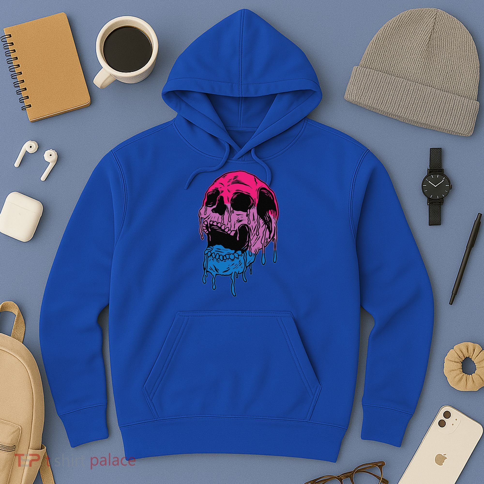 Subtle Bisexual Skull Bi Pride Flag Bisexuality Hoodie