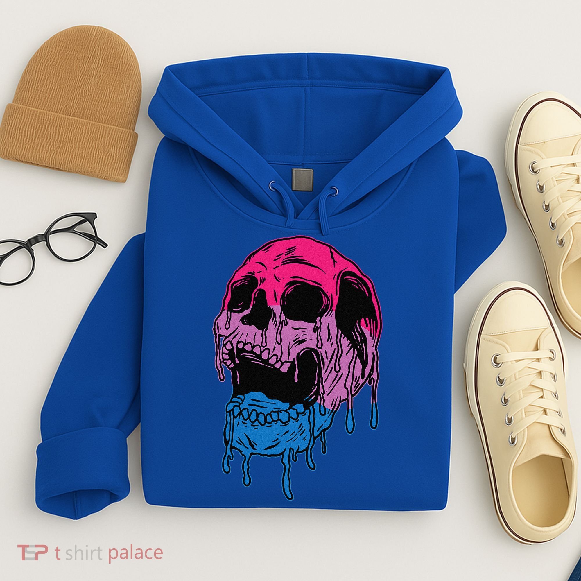 Subtle Bisexual Skull Bi Pride Flag Bisexuality Hoodie