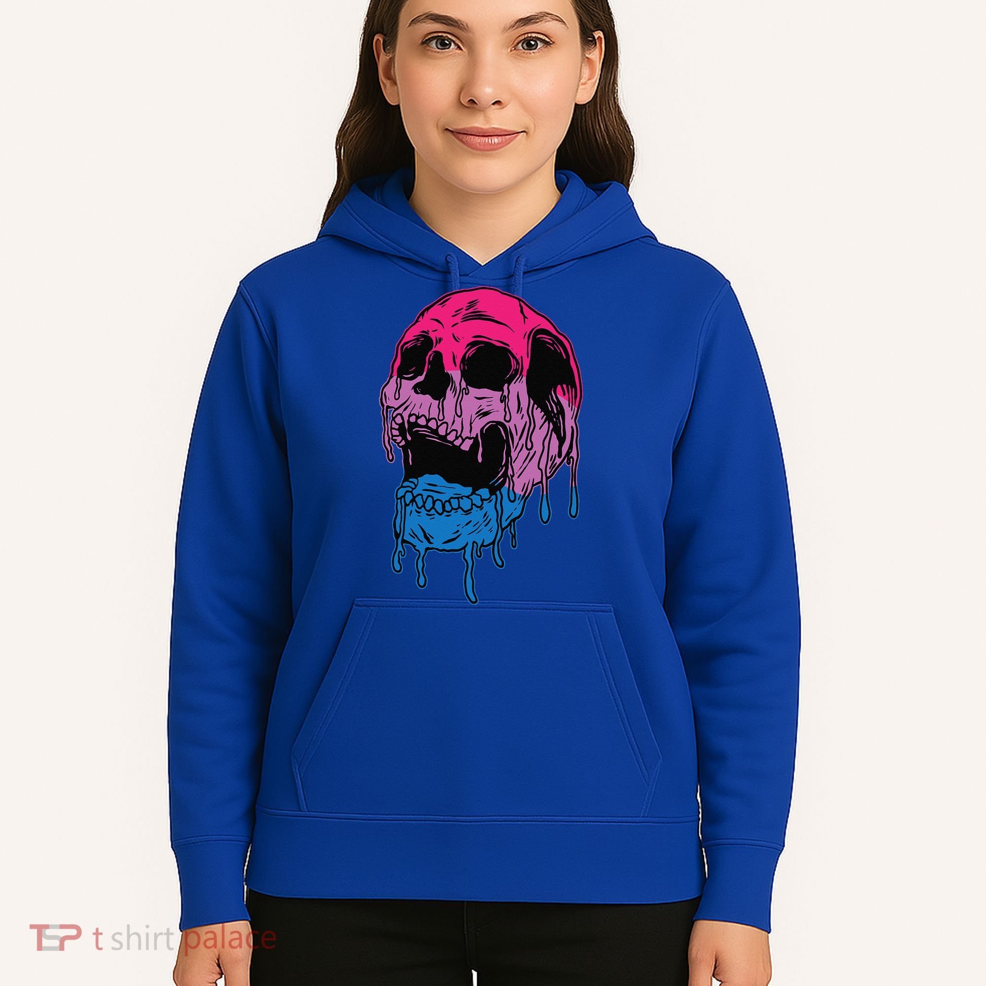 Subtle Bisexual Skull Bi Pride Flag Bisexuality Hoodie