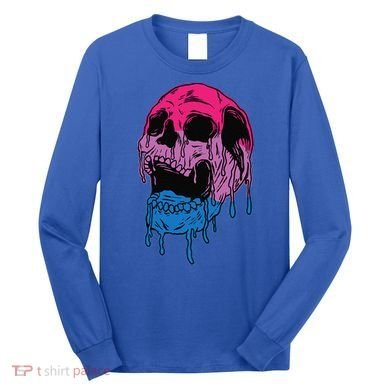 Subtle Bisexual Skull Bi Pride Flag Bisexuality Long Sleeve Shirt