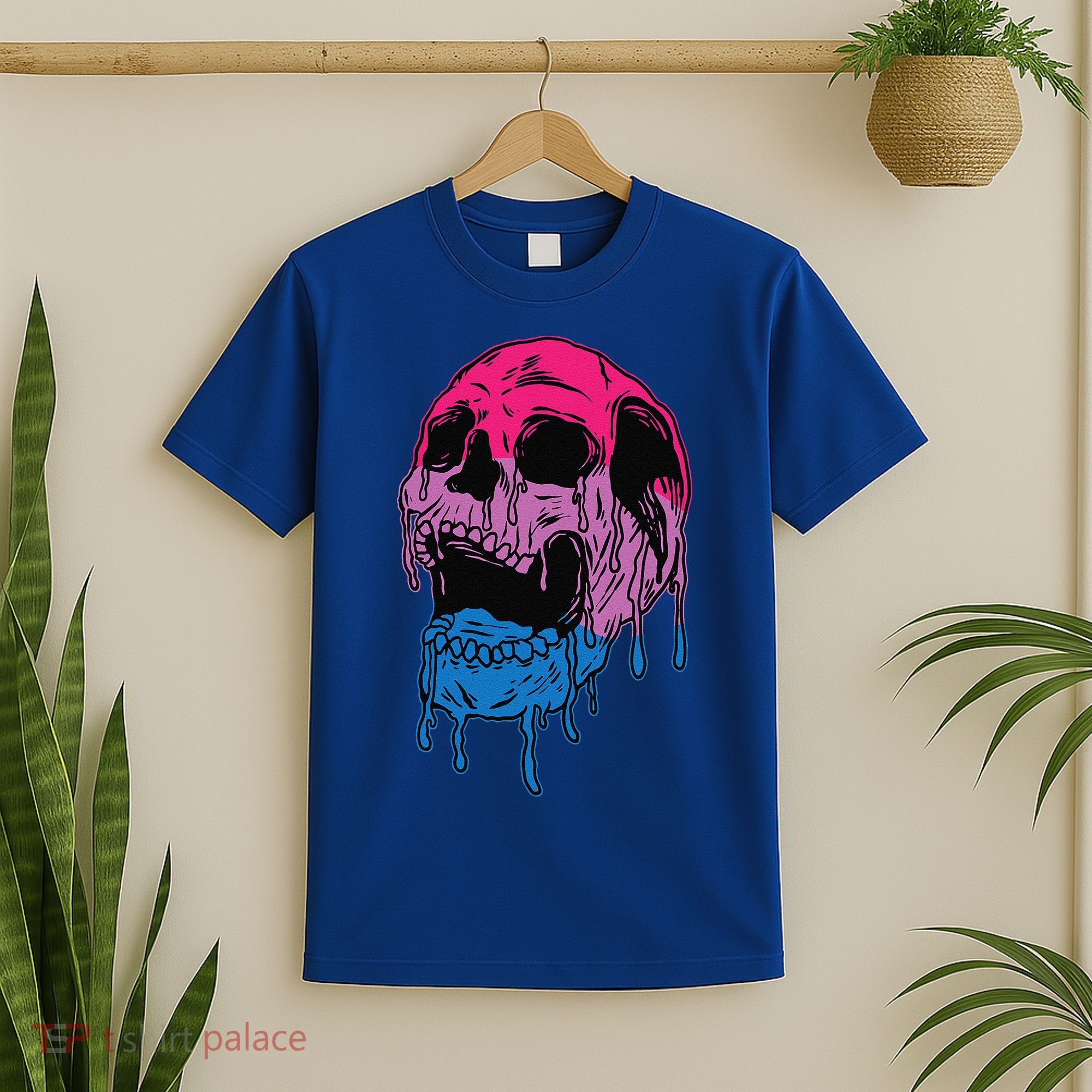 Subtle Bisexual Skull Bi Pride Flag Bisexuality T-Shirt