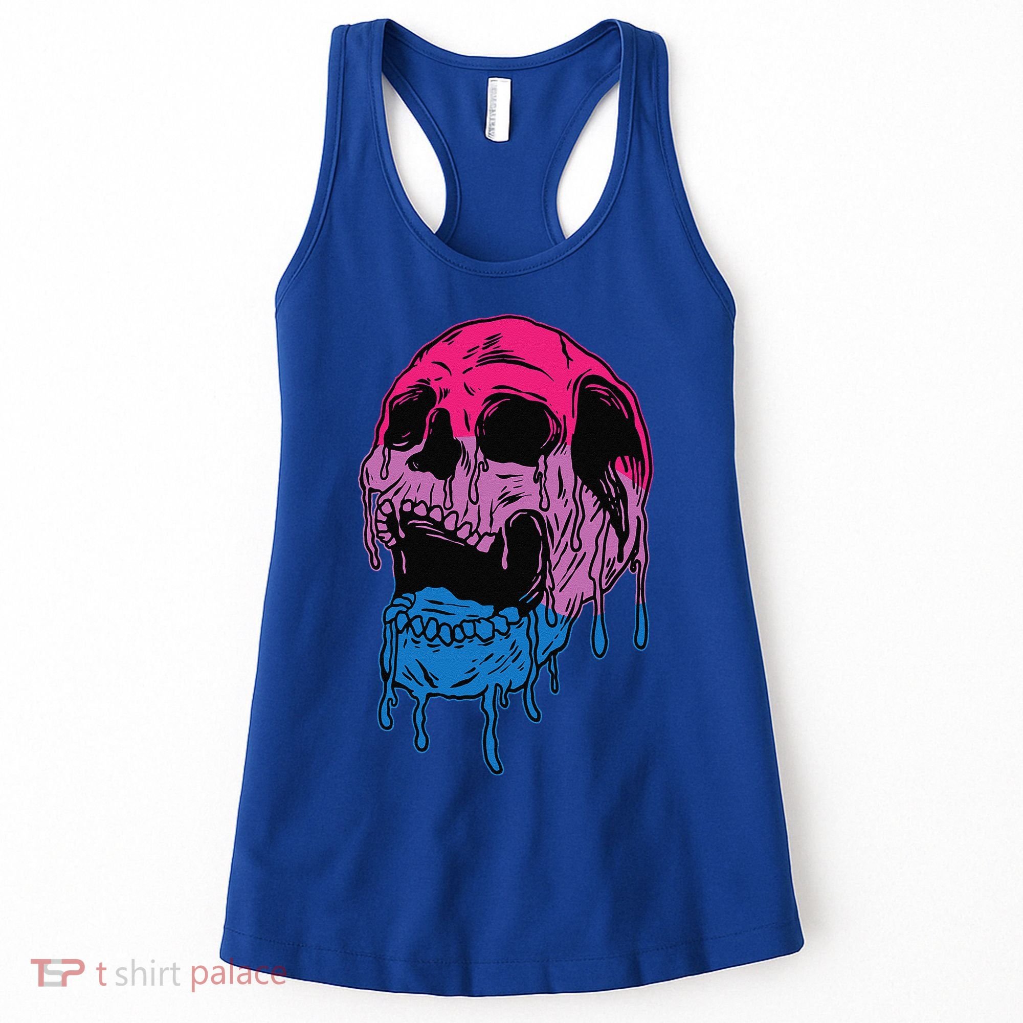 Subtle Bisexual Skull Bi Pride Flag Bisexuality Women's Tank Top