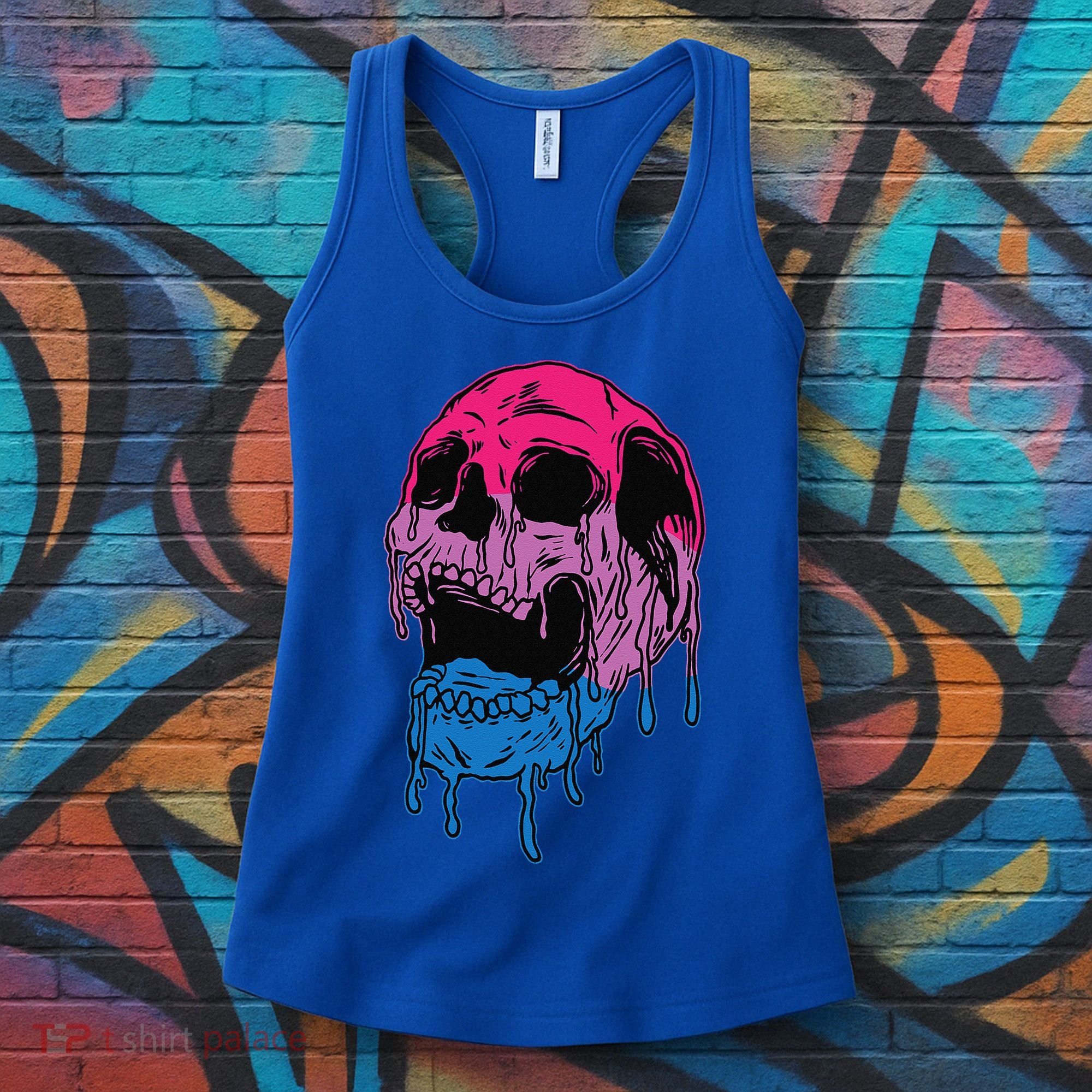 Subtle Bisexual Skull Bi Pride Flag Bisexuality Women's Tank Top