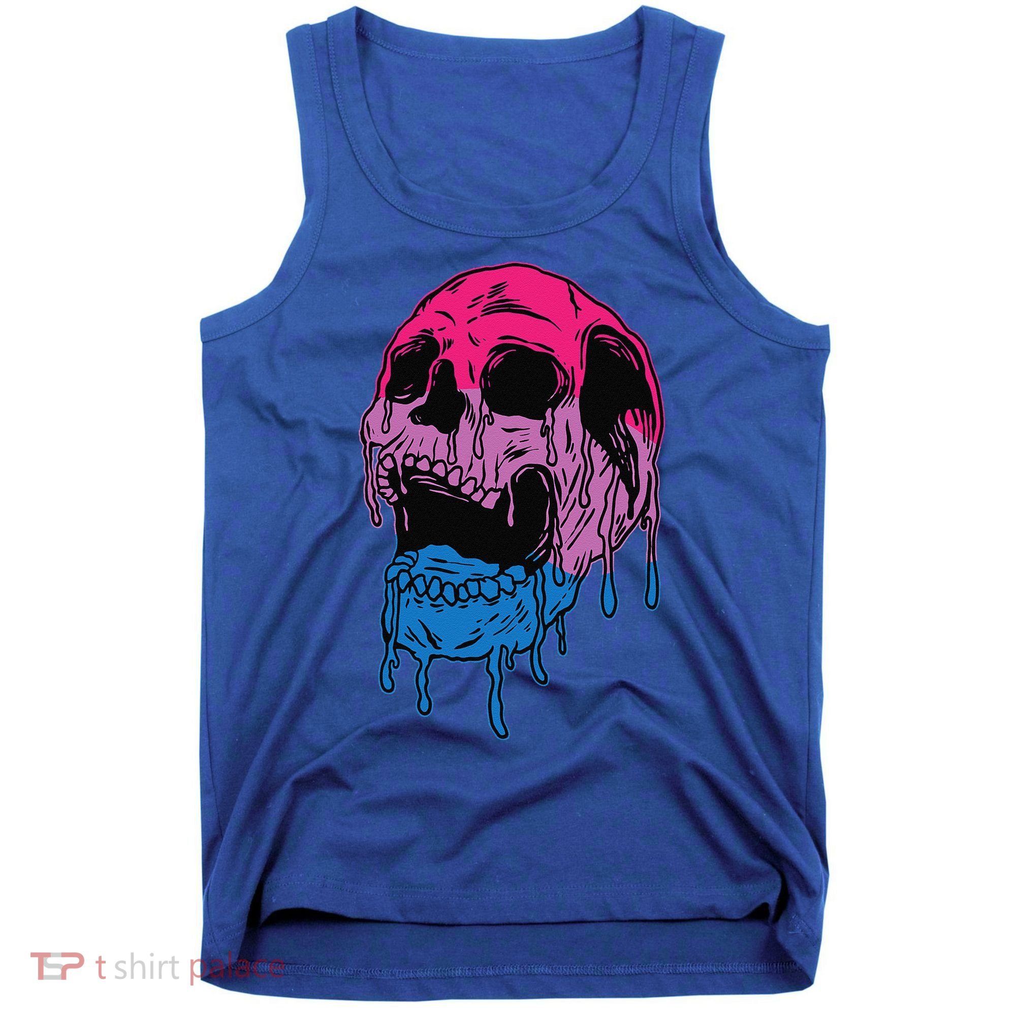 Subtle Bisexual Skull Bi Pride Flag Bisexuality Tank Top