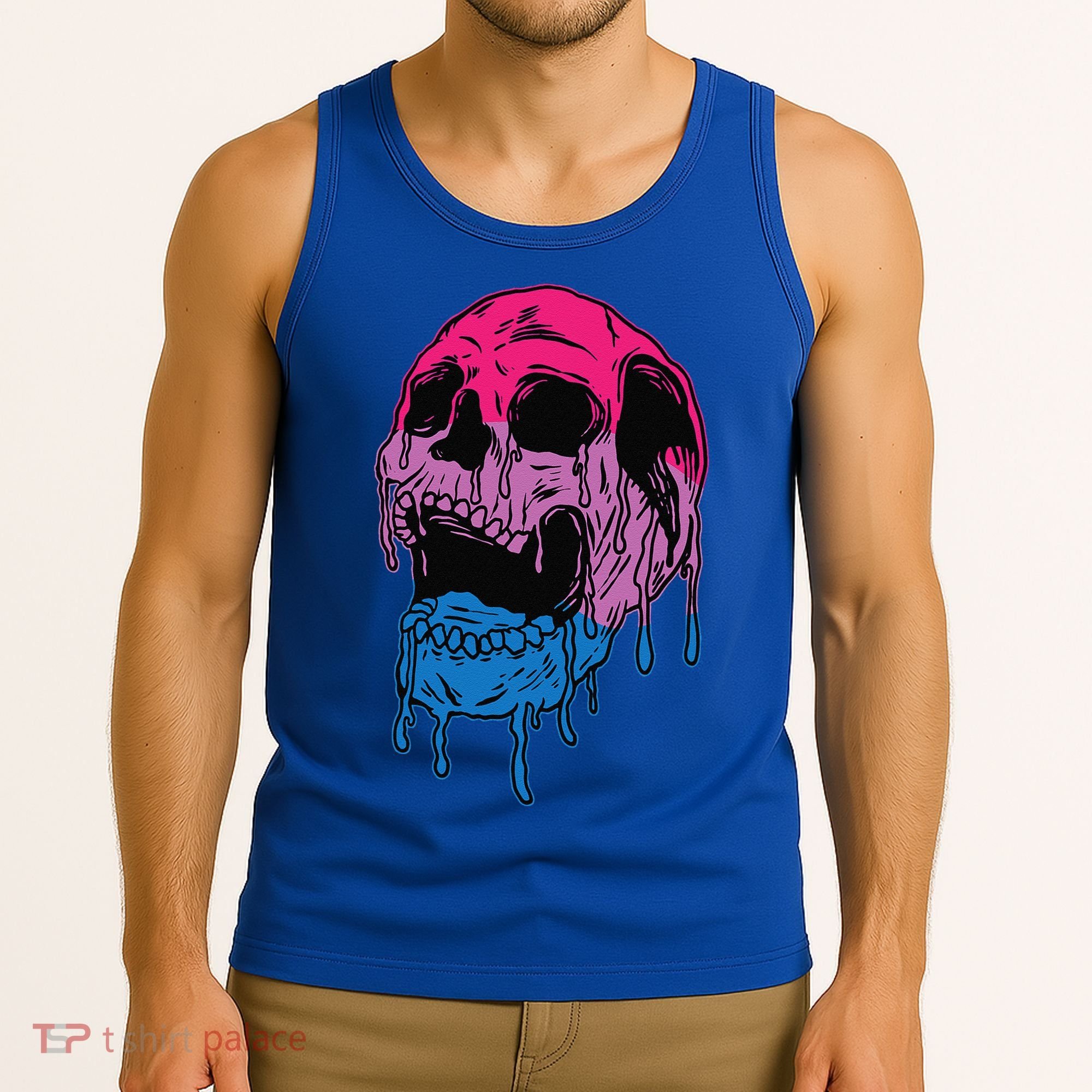 Subtle Bisexual Skull Bi Pride Flag Bisexuality Tank Top