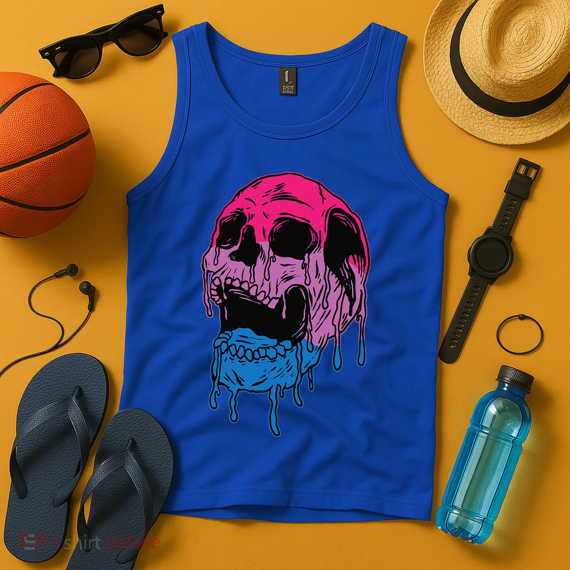 Subtle Bisexual Skull Bi Pride Flag Bisexuality Tank Top