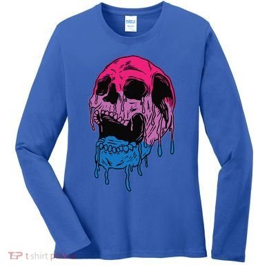 Subtle Bisexual Skull Bi Pride Flag Bisexuality Women's Long Sleeve Shirt