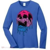 Subtle Bisexual Skull Bi Pride Flag Bisexuality Women's Long Sleeve Shirt thumb 0