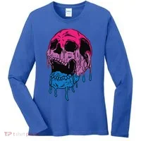 Subtle Bisexual Skull Bi Pride Flag Bisexuality Women's Long Sleeve Shirt thumb 0