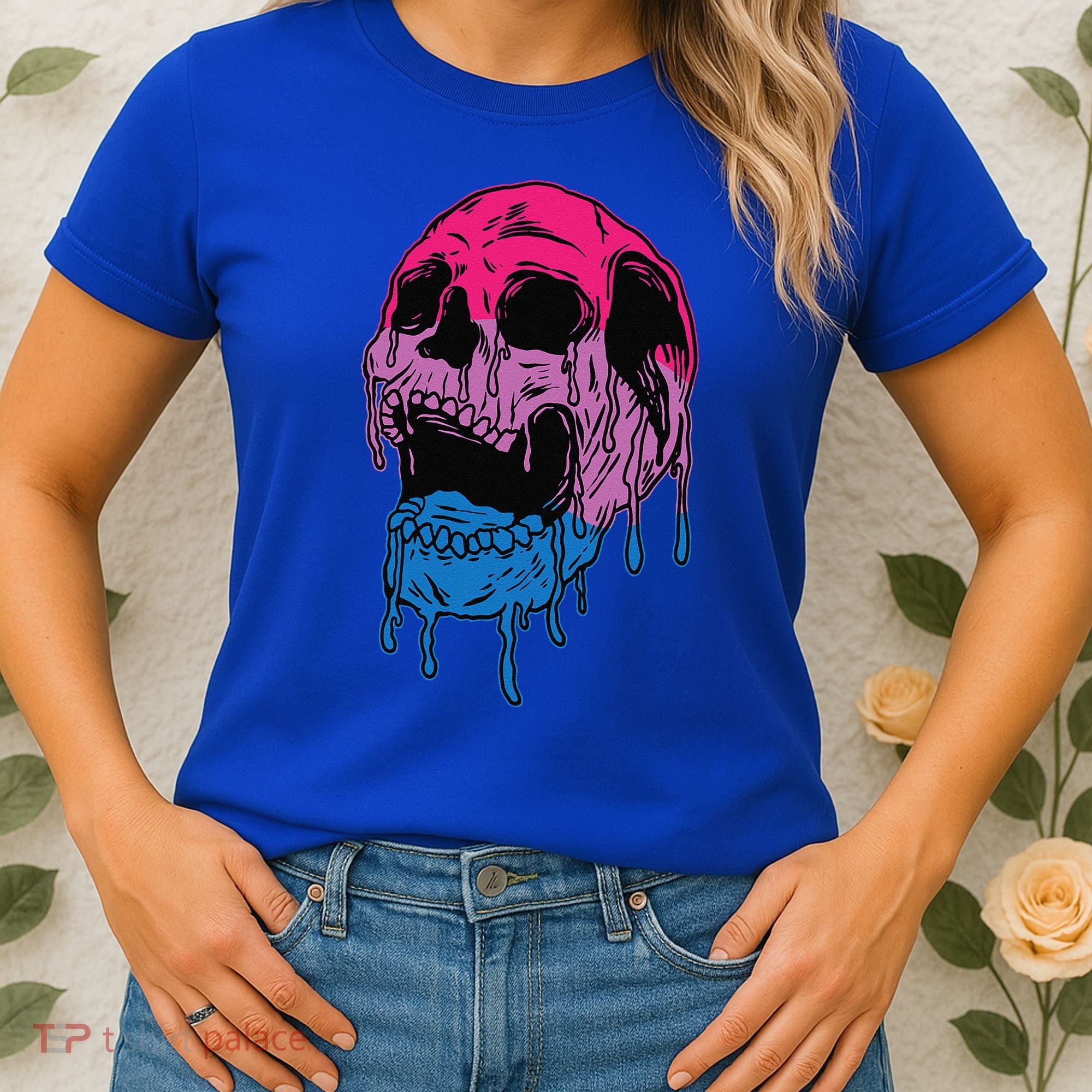 Subtle Bisexual Skull Bi Pride Flag Bisexuality Women's T-Shirt