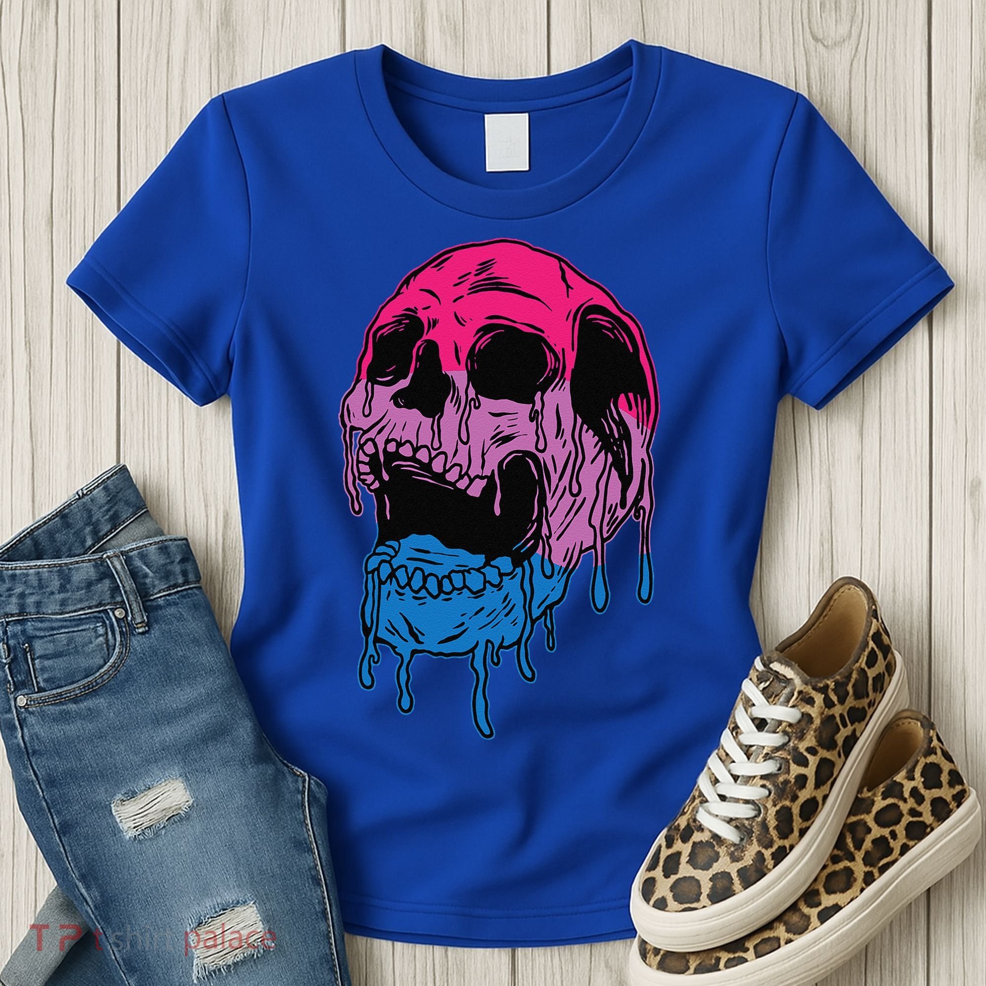 Subtle Bisexual Skull Bi Pride Flag Bisexuality Women's T-Shirt