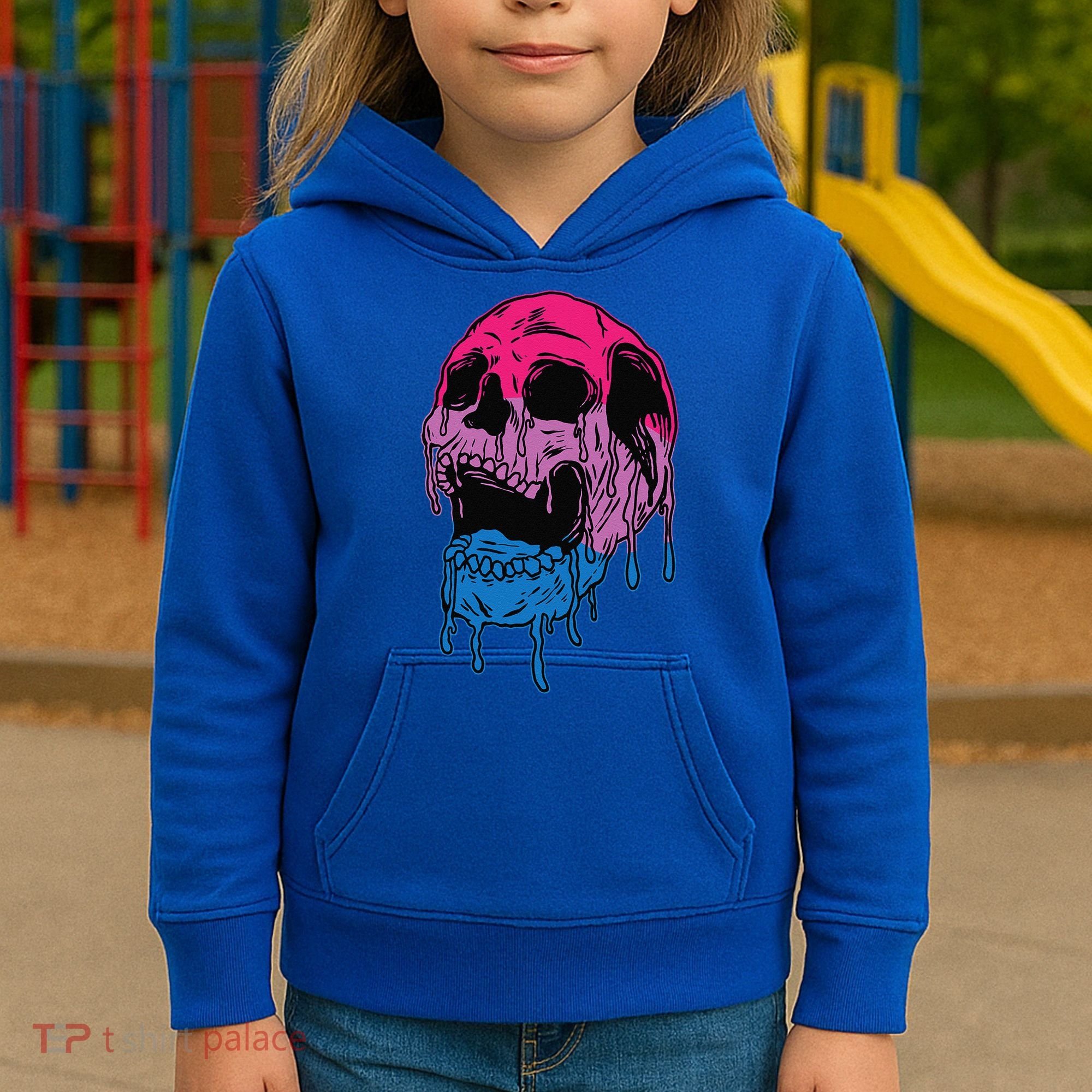Subtle Bisexual Skull Bi Pride Flag Bisexuality Kids Hoodie