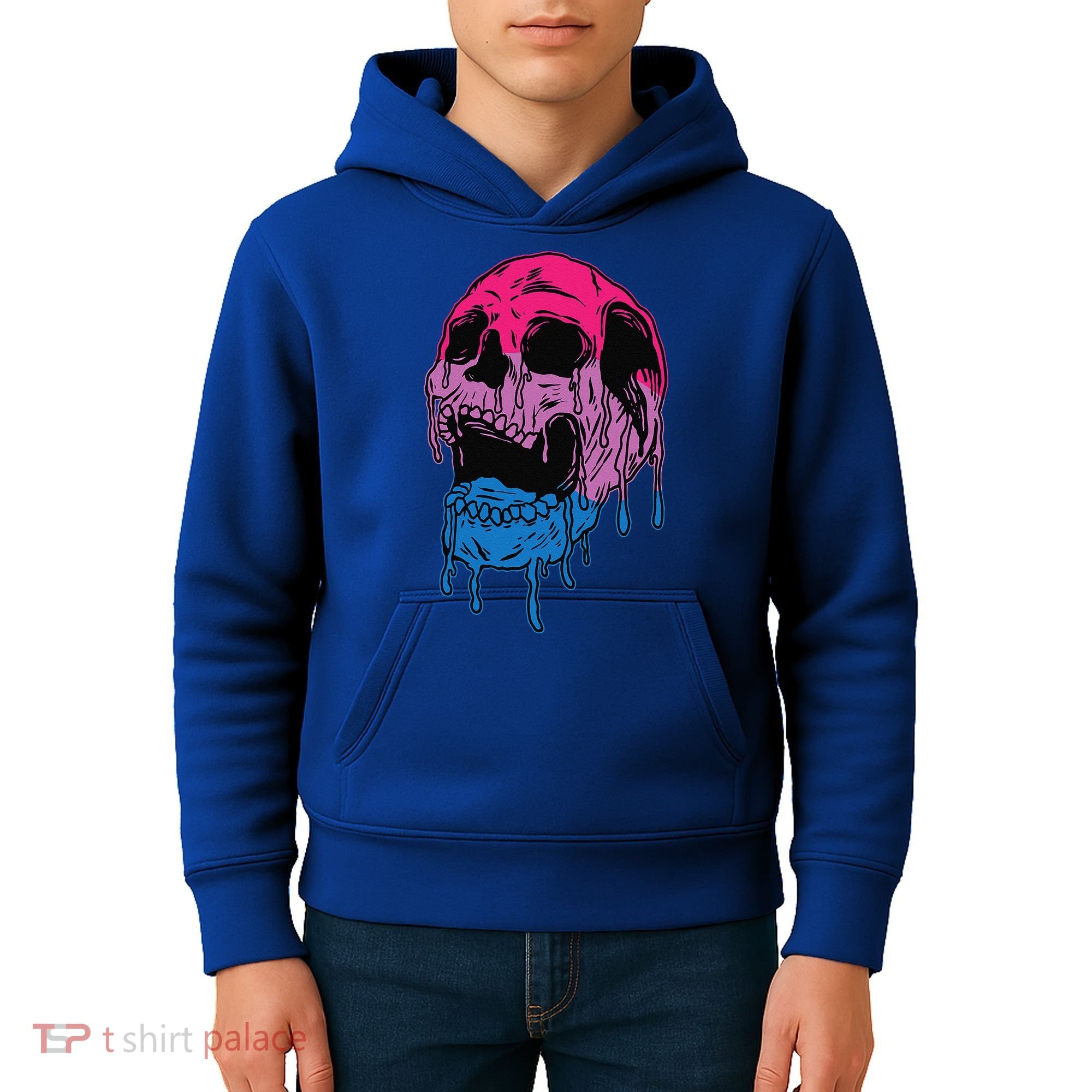 Subtle Bisexual Skull Bi Pride Flag Bisexuality Kids Hoodie