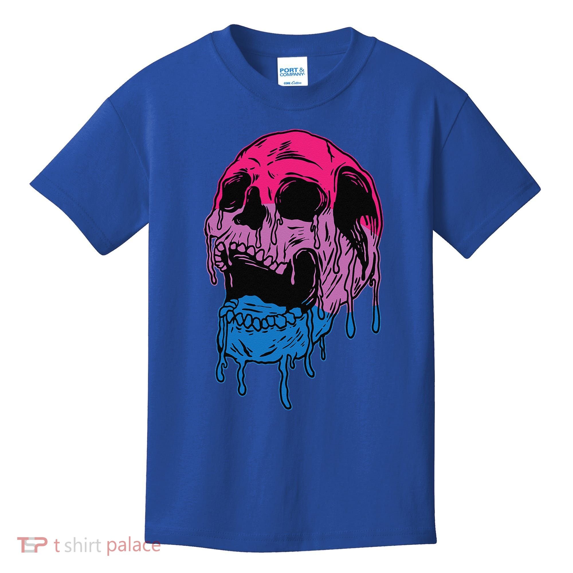 Subtle Bisexual Skull Bi Pride Flag Bisexuality Kids T-Shirt