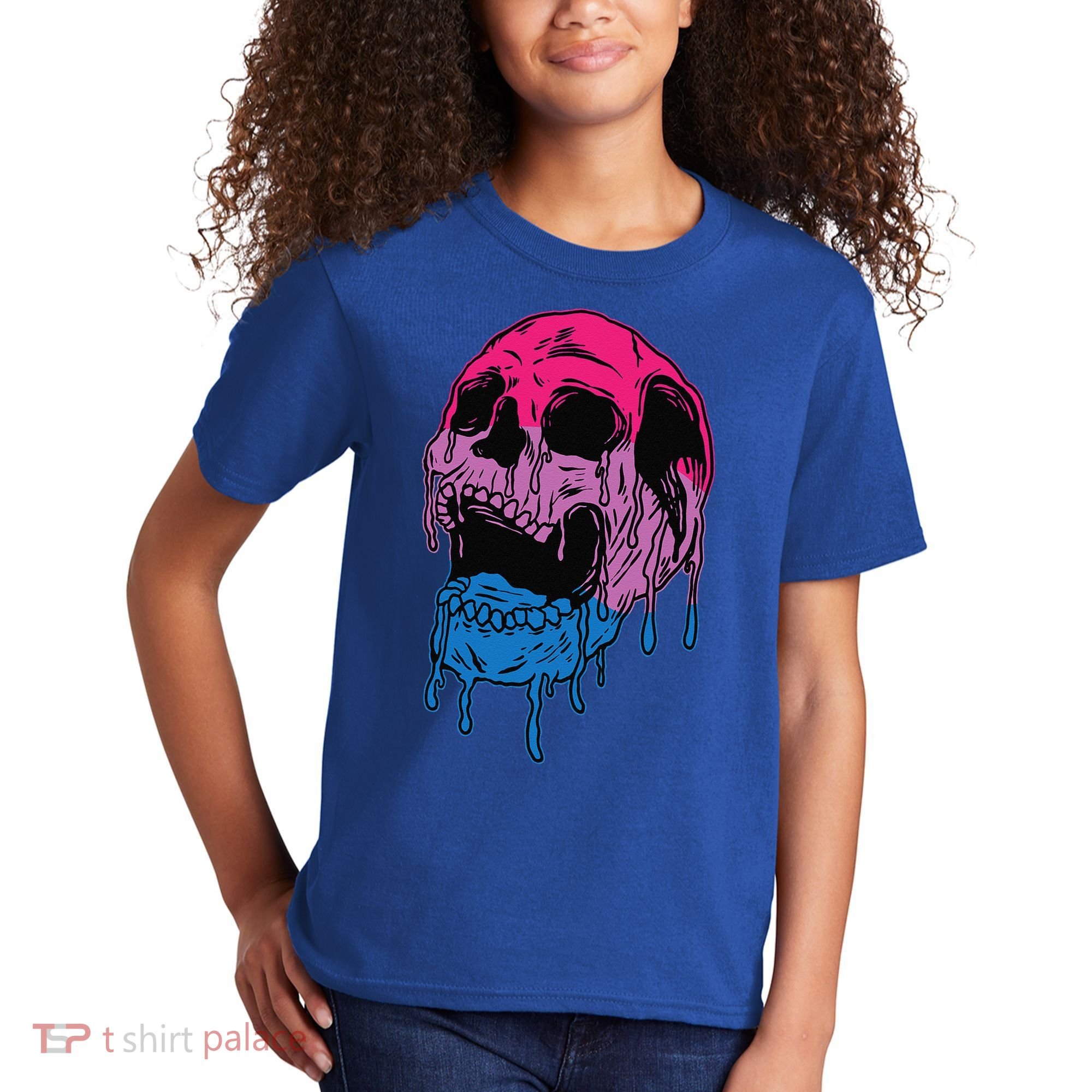Subtle Bisexual Skull Bi Pride Flag Bisexuality Kids T-Shirt