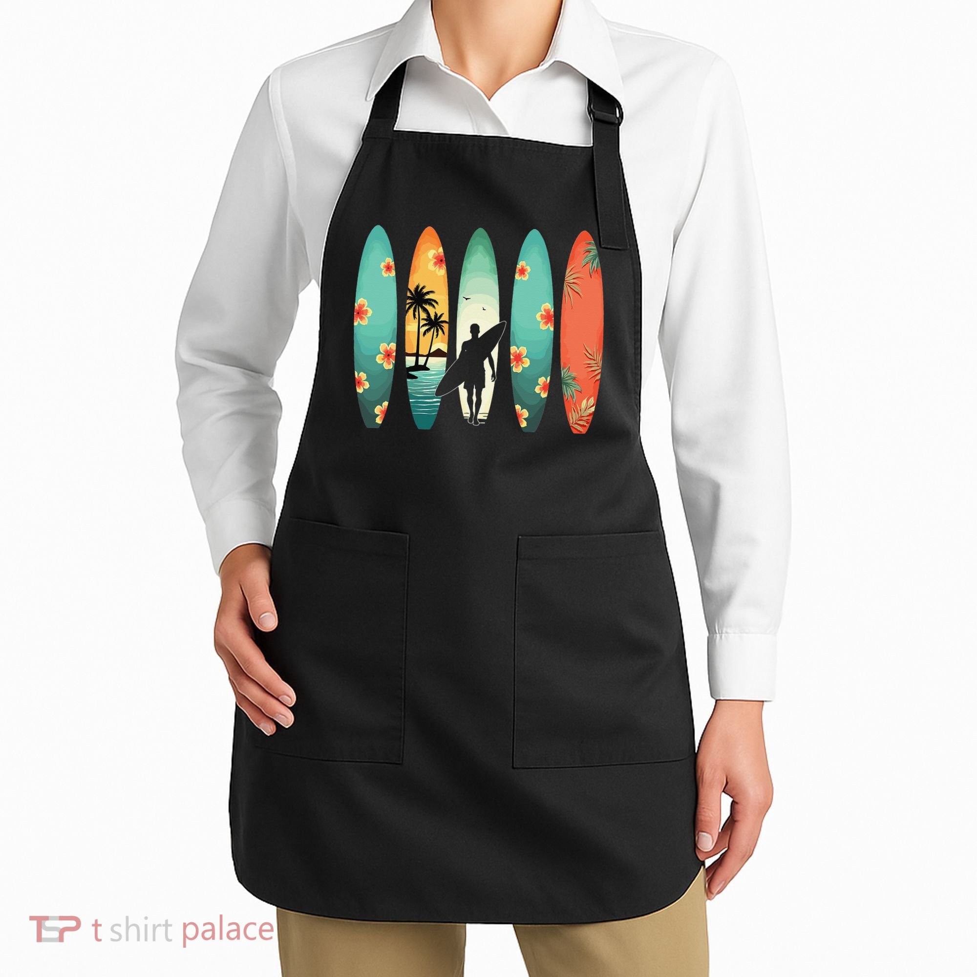 Surfer Beach Surfing Hawaiian Surfboarder Funny Surf Apron