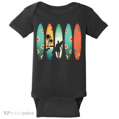 Surfer Beach Surfing Hawaiian Surfboarder Funny Surf Baby Bodysuit
