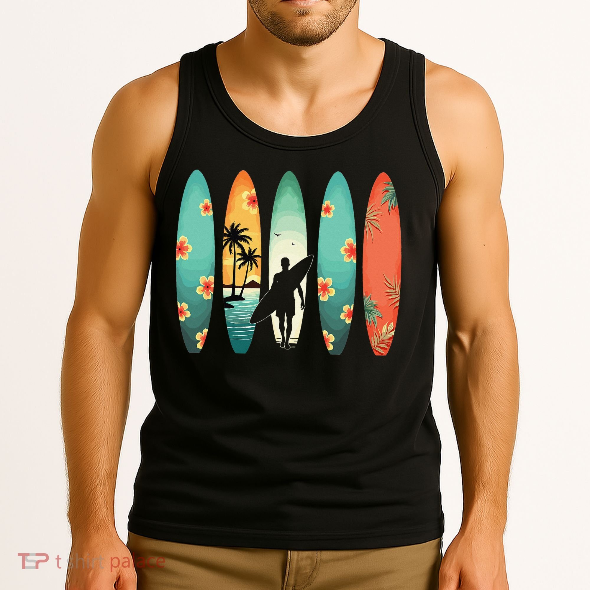 Surfer Beach Surfing Hawaiian Surfboarder Funny Surf Tank Top