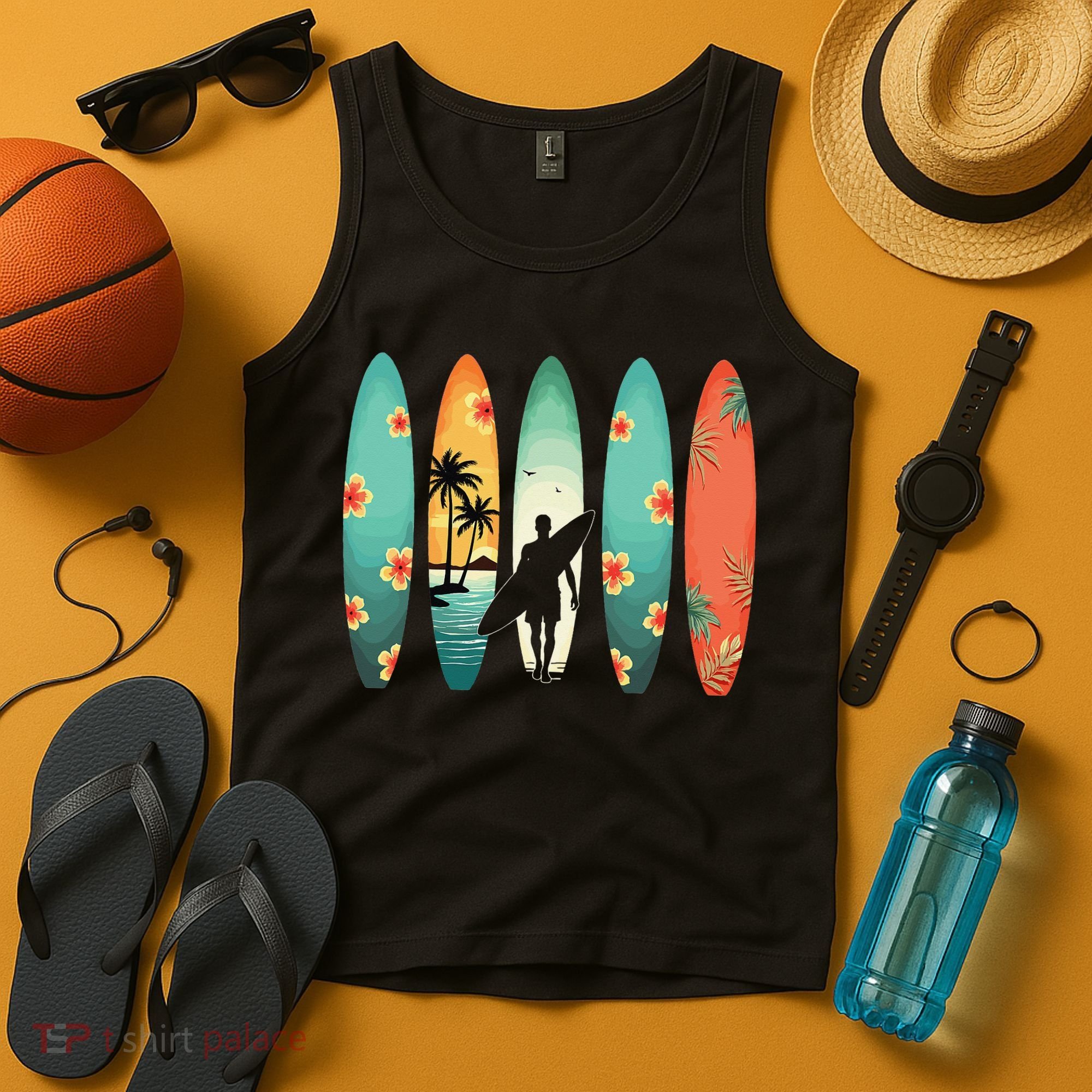 Surfer Beach Surfing Hawaiian Surfboarder Funny Surf Tank Top