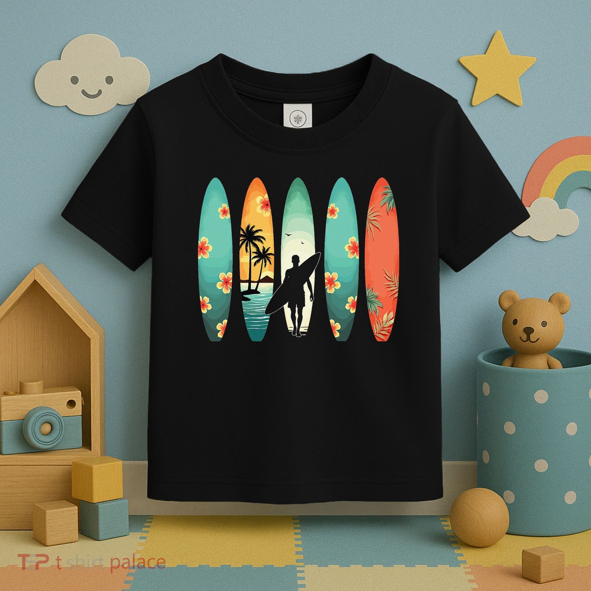 Surfer Beach Surfing Hawaiian Surfboarder Funny Surf Toddler T-Shirt