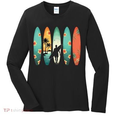 Surfer Beach Surfing Hawaiian Surfboarder Funny Surf Women's Long Sleeve Shirt