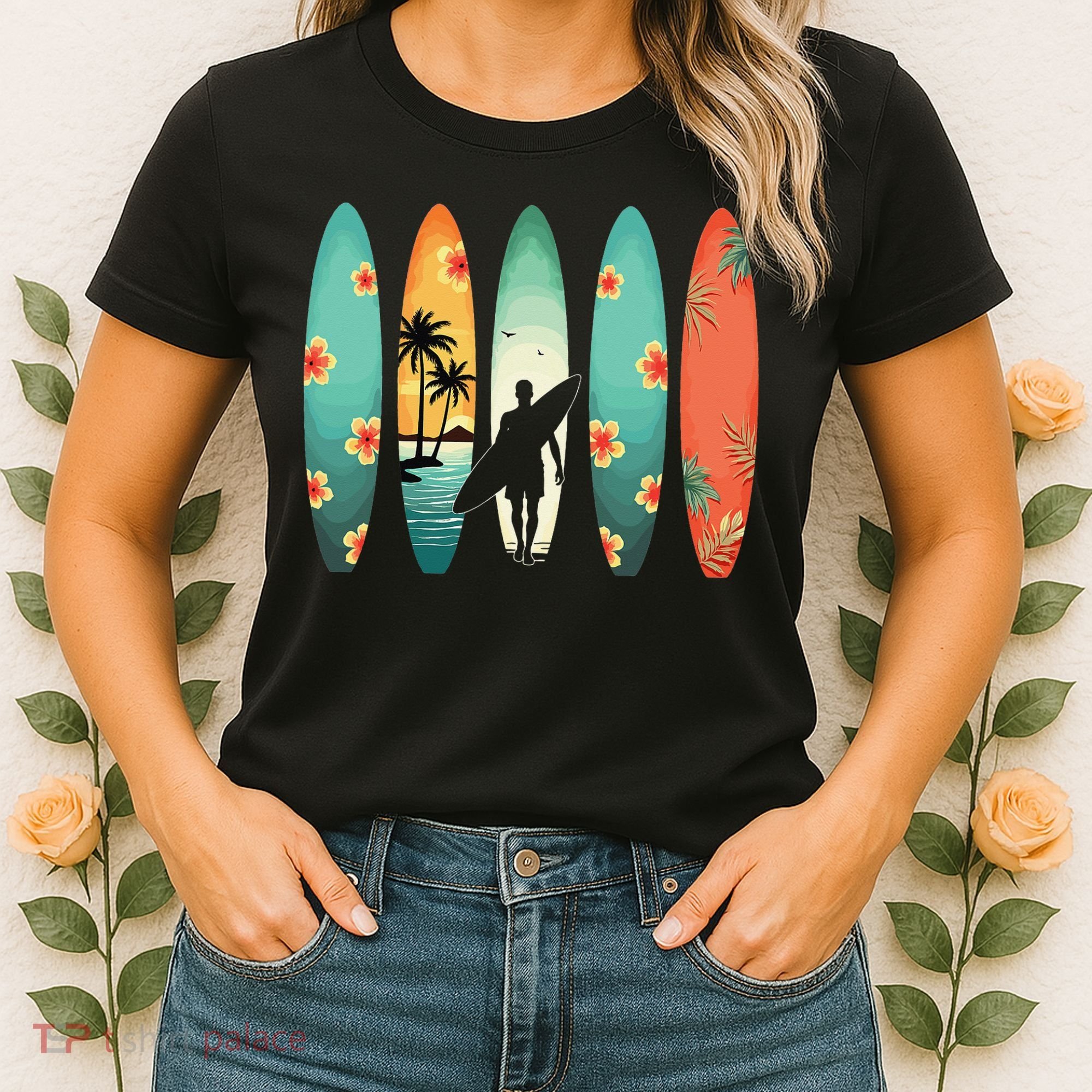 Surfer Beach Surfing Hawaiian Surfboarder Funny Surf Women's T-Shirt