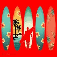 Surfer Beach Surfing Hawaiian Surfboarder Funny Surf Santa Hat thumb 1