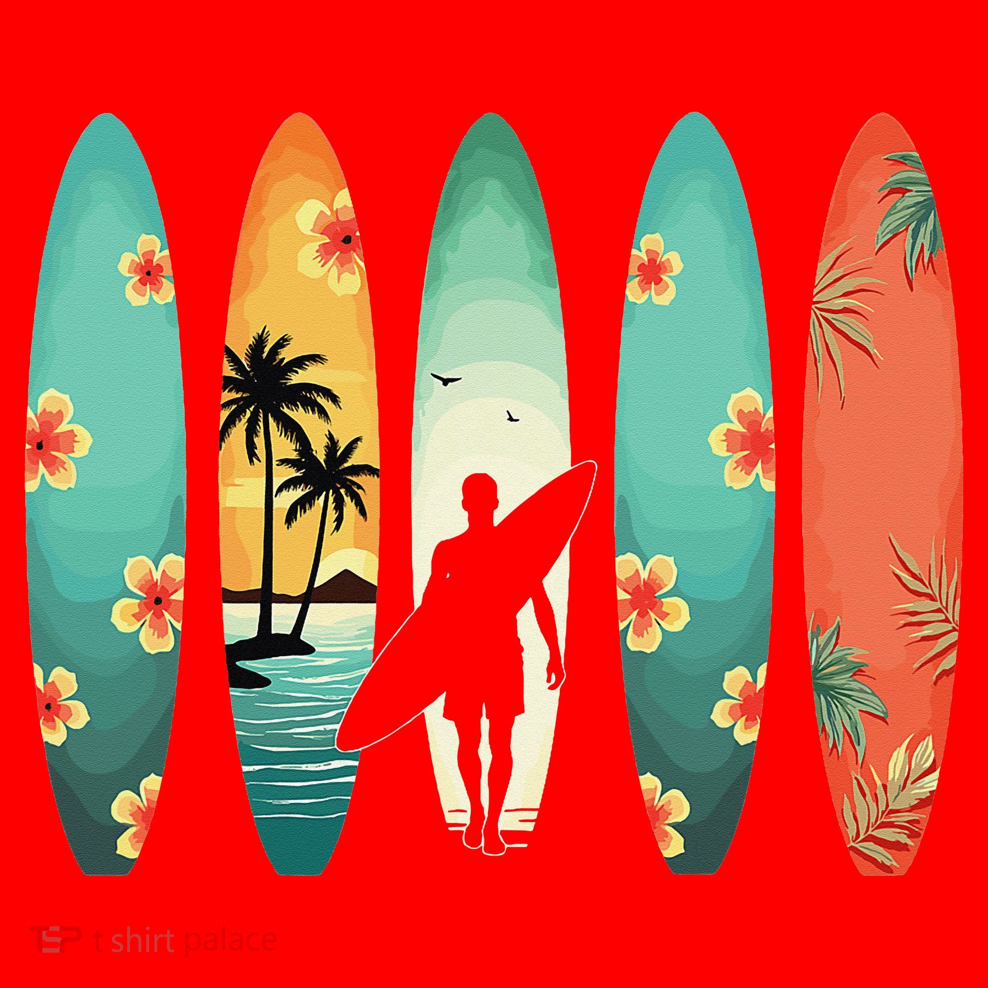 Surfer Beach Surfing Hawaiian Surfboarder Funny Surf Santa Hat