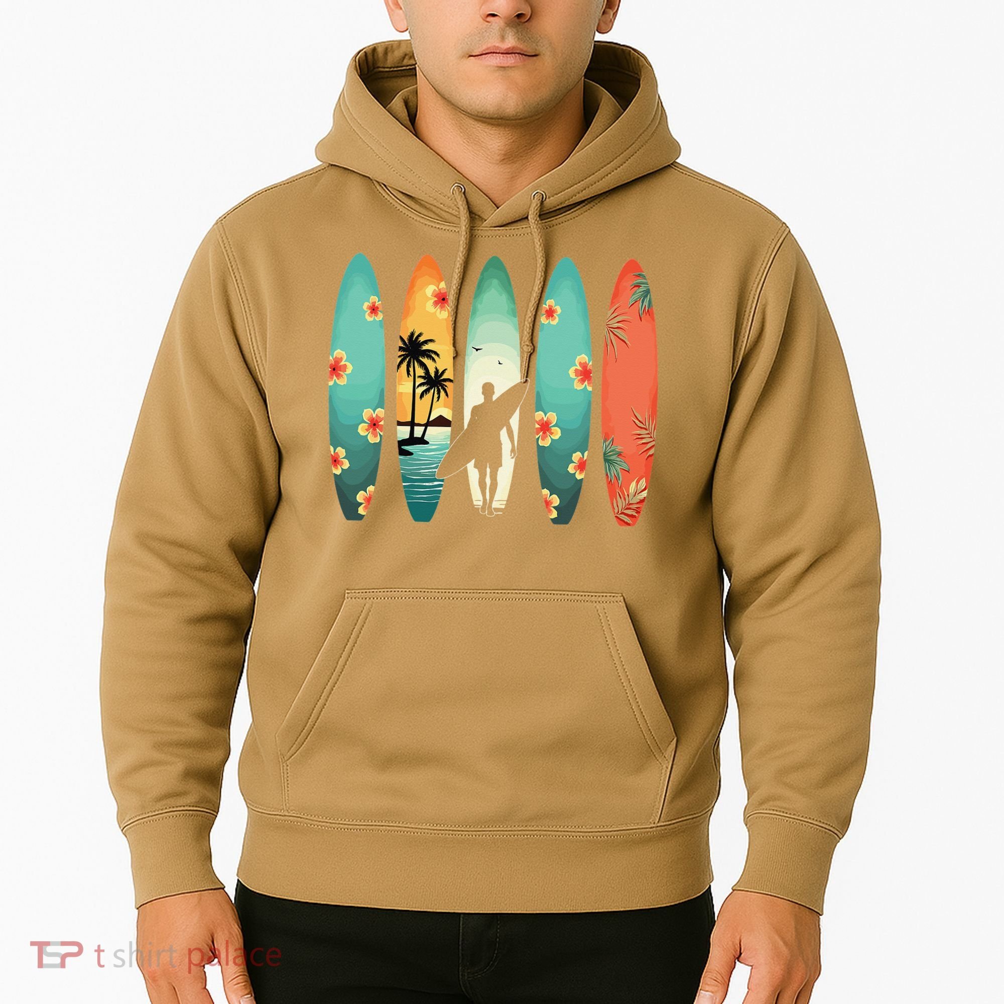 Surfer Beach Surfing Hawaiian Surfboarder Funny Surf Hoodie