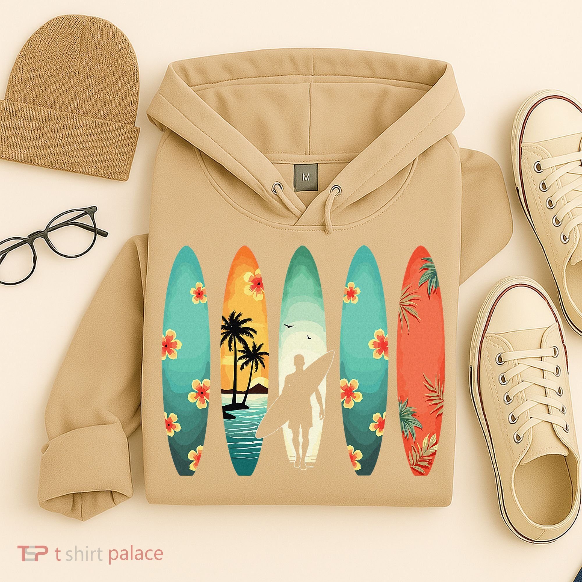 Surfer Beach Surfing Hawaiian Surfboarder Funny Surf Hoodie