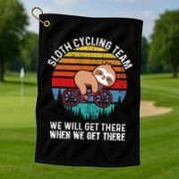Sloth Bike Sloth Bike Riding Cycling Team Golf Towel thumb 1