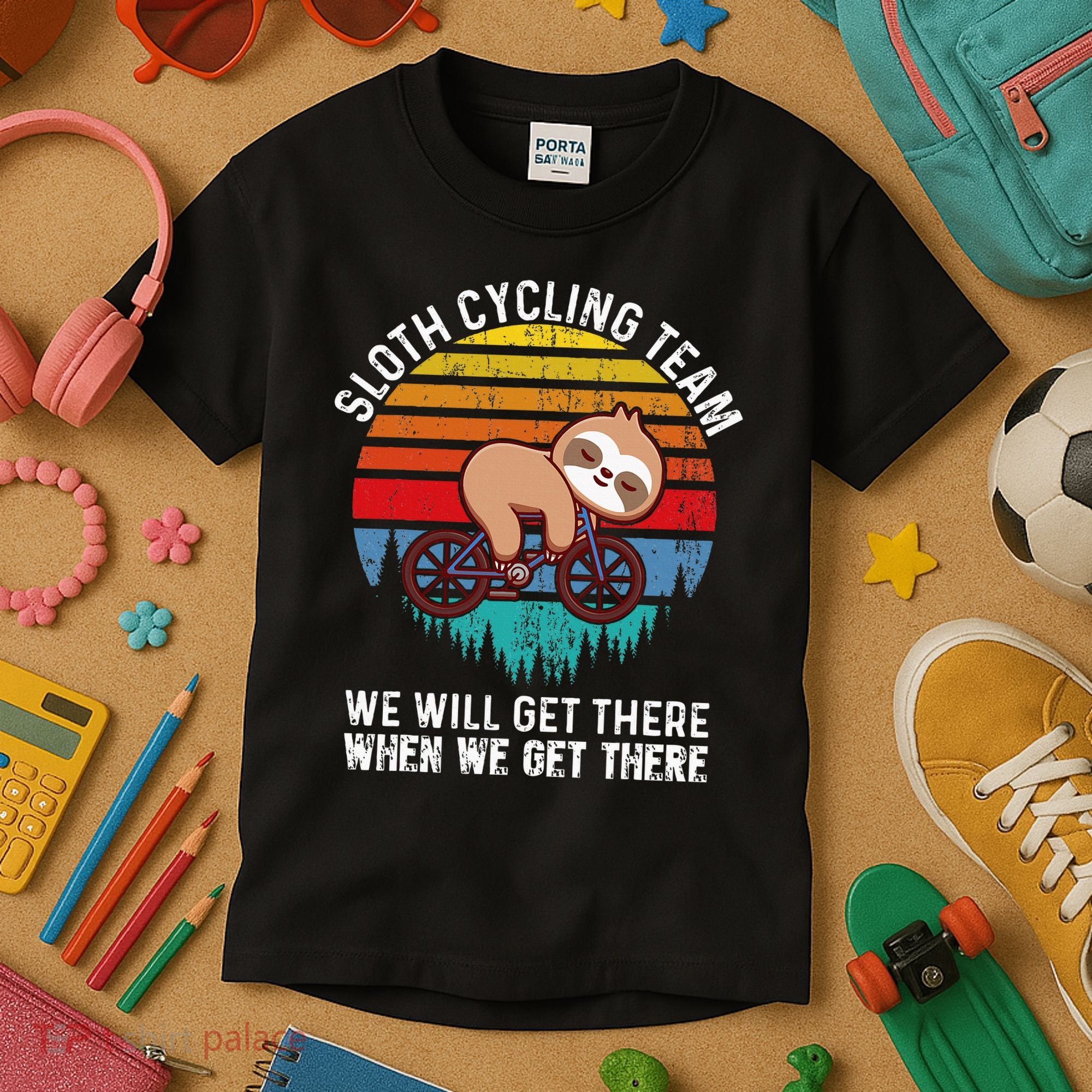 Sloth Bike Sloth Bike Riding Cycling Team Kids T-Shirt