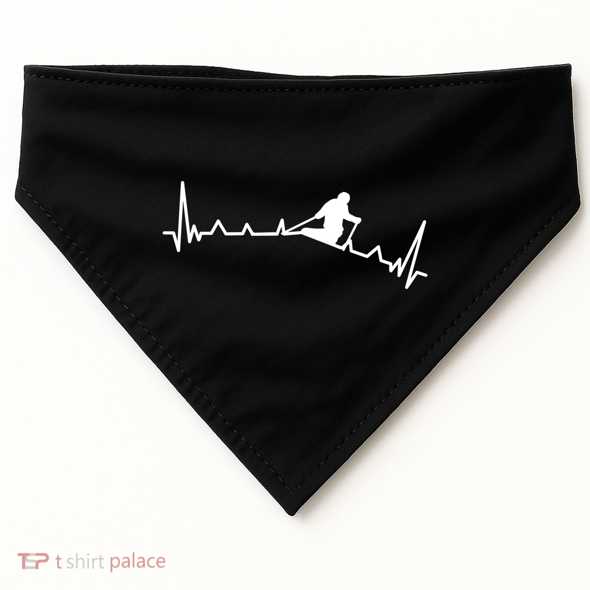 Skiing Backcountry Skier Heartbeat Ski Telemark Norway Meaningful Gift USA-Made Doggie Bandana