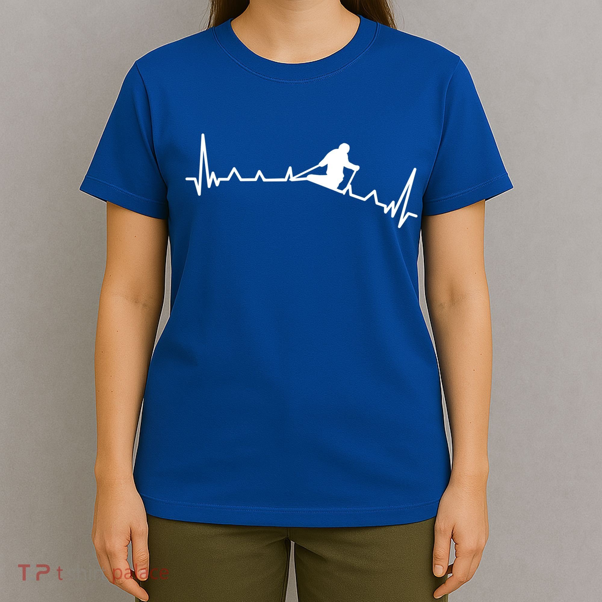 Skiing Backcountry Skier Heartbeat Ski Telemark Norway Meaningful Gift T-Shirt