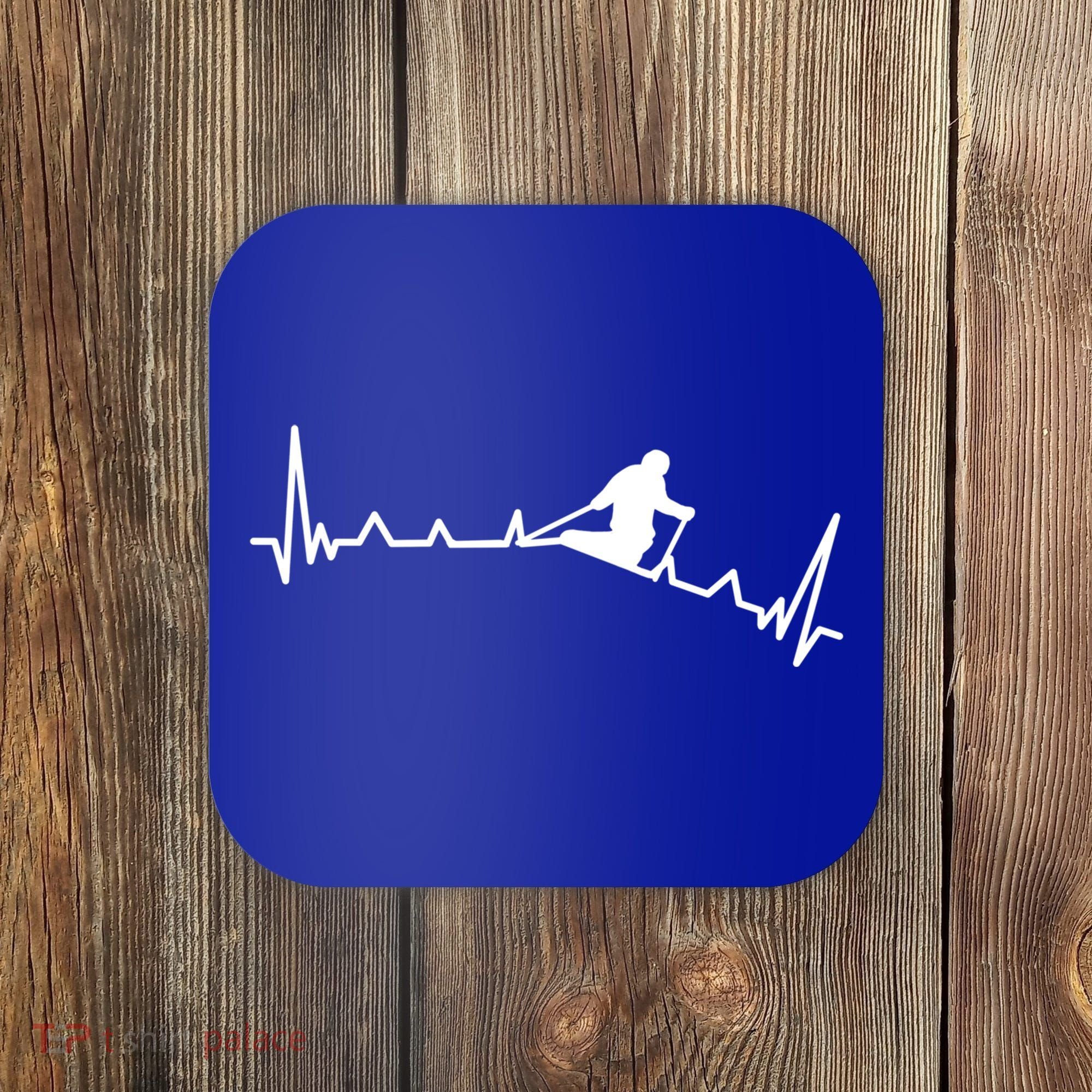 Skiing Backcountry Skier Heartbeat Ski Telemark Norway Meaningful Gift Coaster