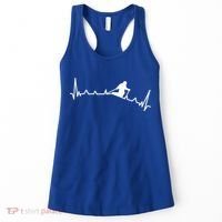 Skiing Backcountry Skier Heartbeat Ski Telemark Norway Meaningful Gift Women's Tank Top thumb 0