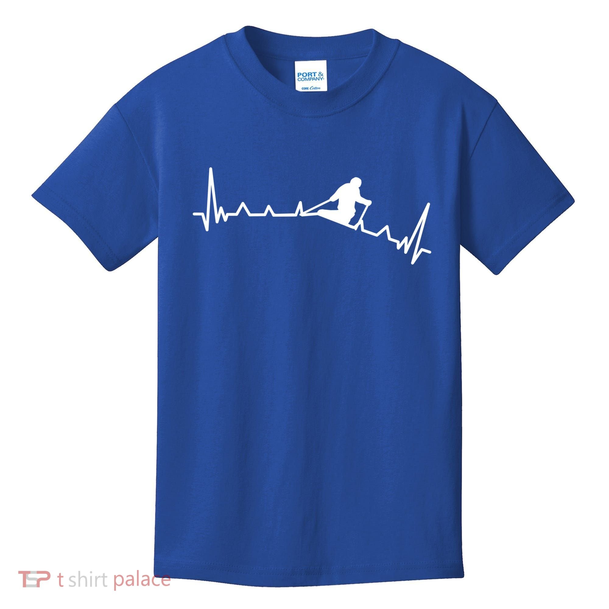 Skiing Backcountry Skier Heartbeat Ski Telemark Norway Meaningful Gift Kids T-Shirt