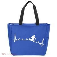 Skiing Backcountry Skier Heartbeat Ski Telemark Norway Meaningful Gift Tote Bag thumb 0