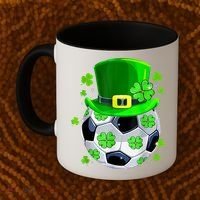 Soccer Ball Shamrock Funny Irish St Patrick Day Coffee Mug thumb 2