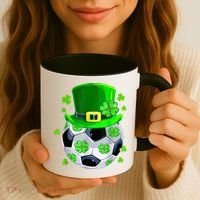 Soccer Ball Shamrock Funny Irish St Patrick Day Coffee Mug thumb 3